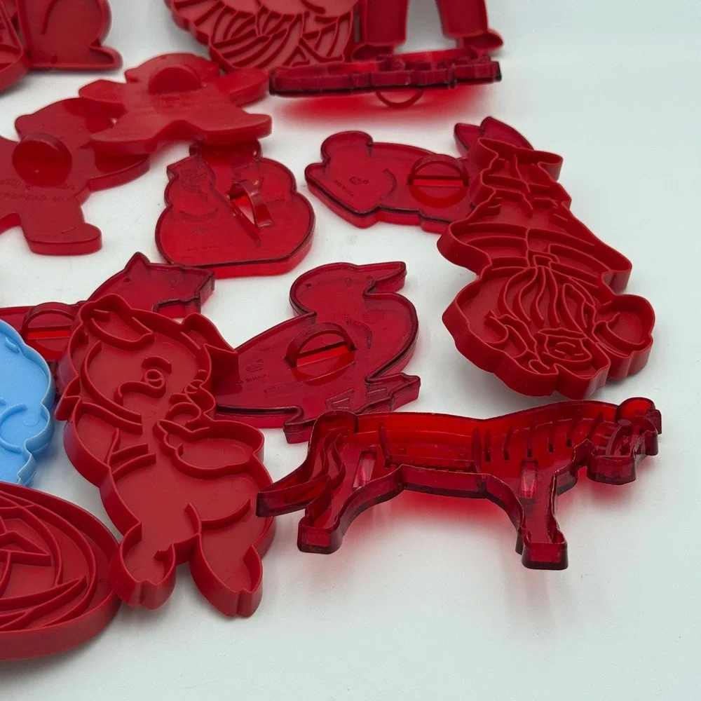 Vintage Plastic Cookie Cutter Lot Betty Crocker Holiday Christmas Halloween Red